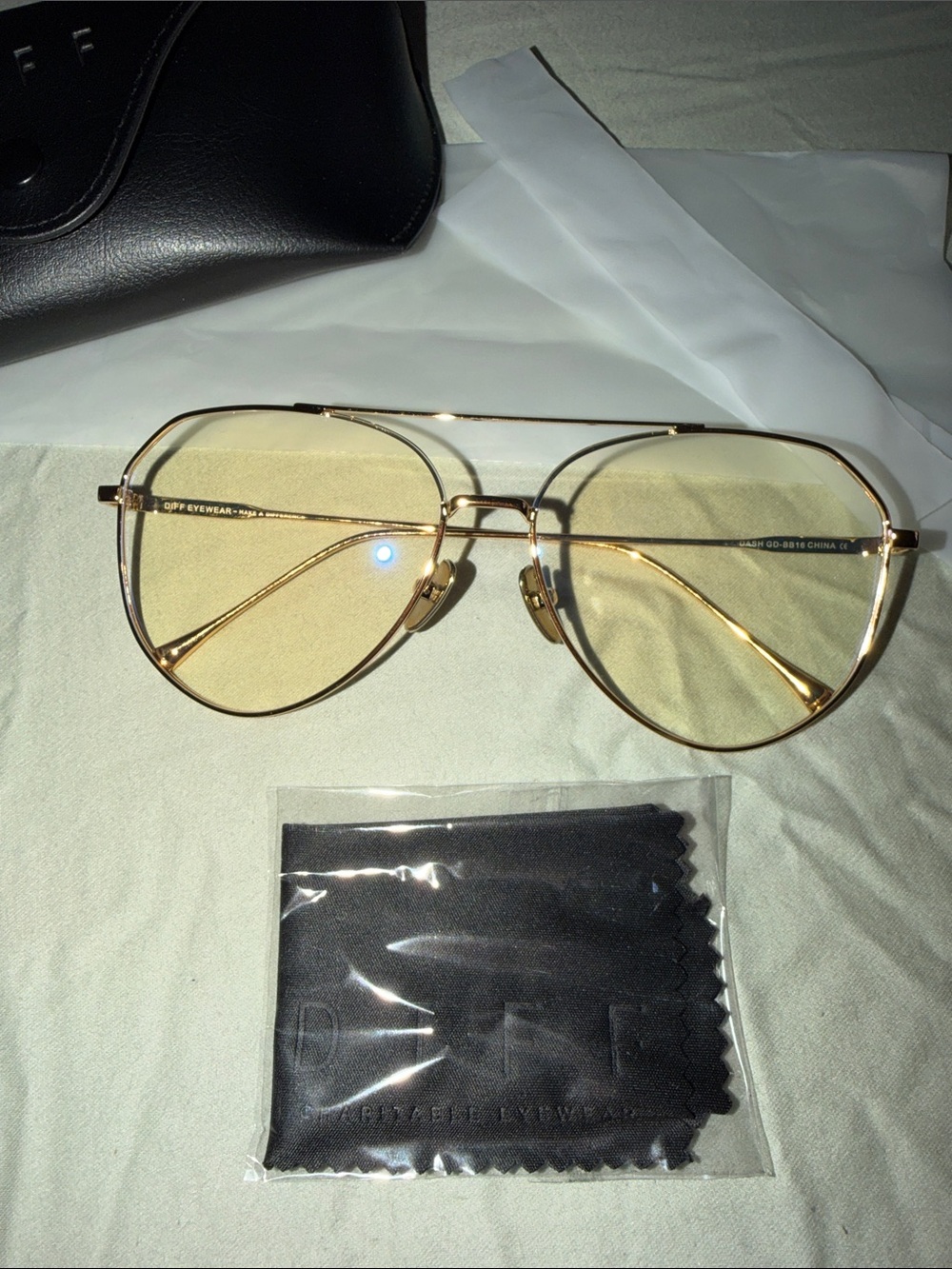 DIFF Gold “DASH” Aviator Blue Light Glasses